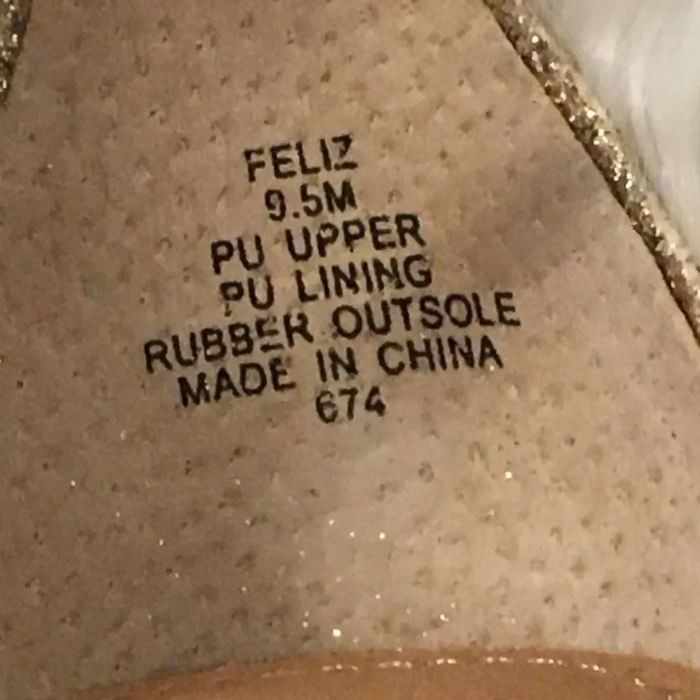 Steve Madden Women's Gold Glitter Feliz Strappy Open Toe Heeled SandalsSize 9.5M